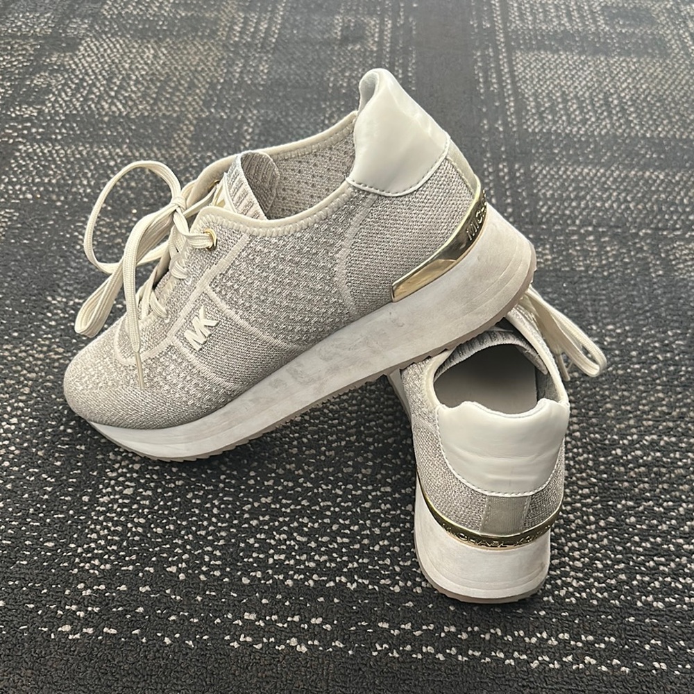 Michael Kors Metallic Knit Trainer, Champagne - Picture 2 of 5
